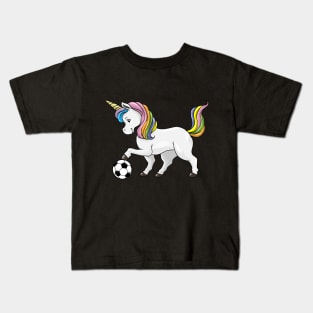 Cute unicorn is playing soccer Kids T-Shirt